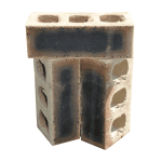 Three Granite Satin clay face bricks arranged vertically showing three core perforations and dark flash face contrast.