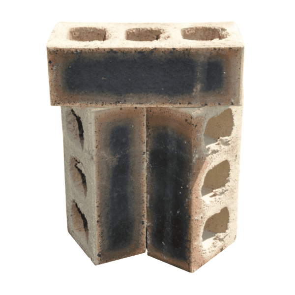 Three Granite Satin clay face bricks arranged vertically showing three core perforations and dark flash face contrast.
